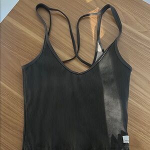 Green vuori  Ribbed Strappy sports bra Tank Top